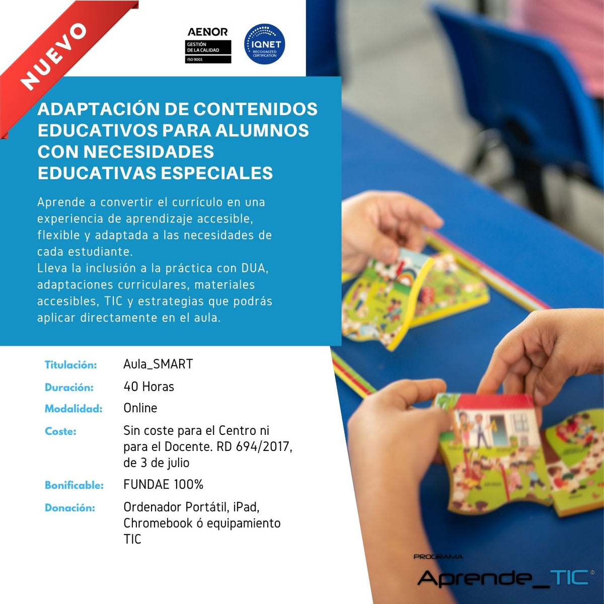 Adaptació de continguts educatius per a alumnat amb necessitats educatives especials (NEE)