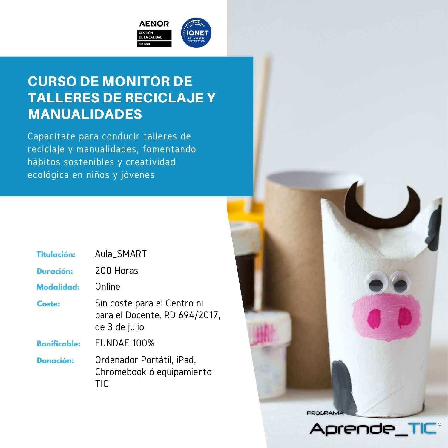Curso de Monitor de Talleres de Reciclaje y Manualidades