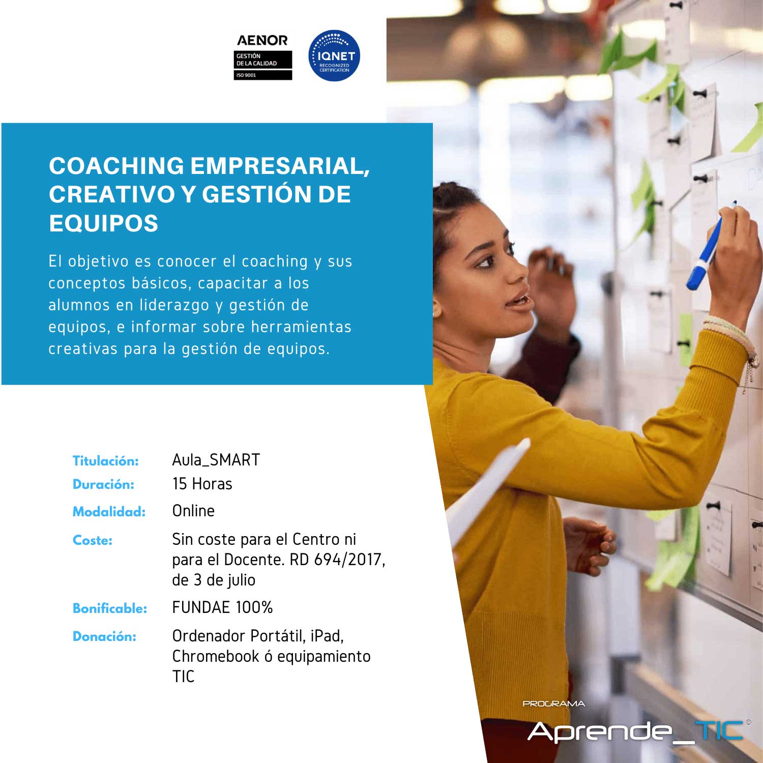 ¡Lidera con creatividad y eficacia! Este curso de 15 horas te enseñará técnicas de coaching empresarial y gestión de equipos de alto rendimiento. Desarrolla habilidades de liderazgo, comunicación y empatía para transformar tu entorno laboral. ¡Inscríbete y potencia tu empresa! 