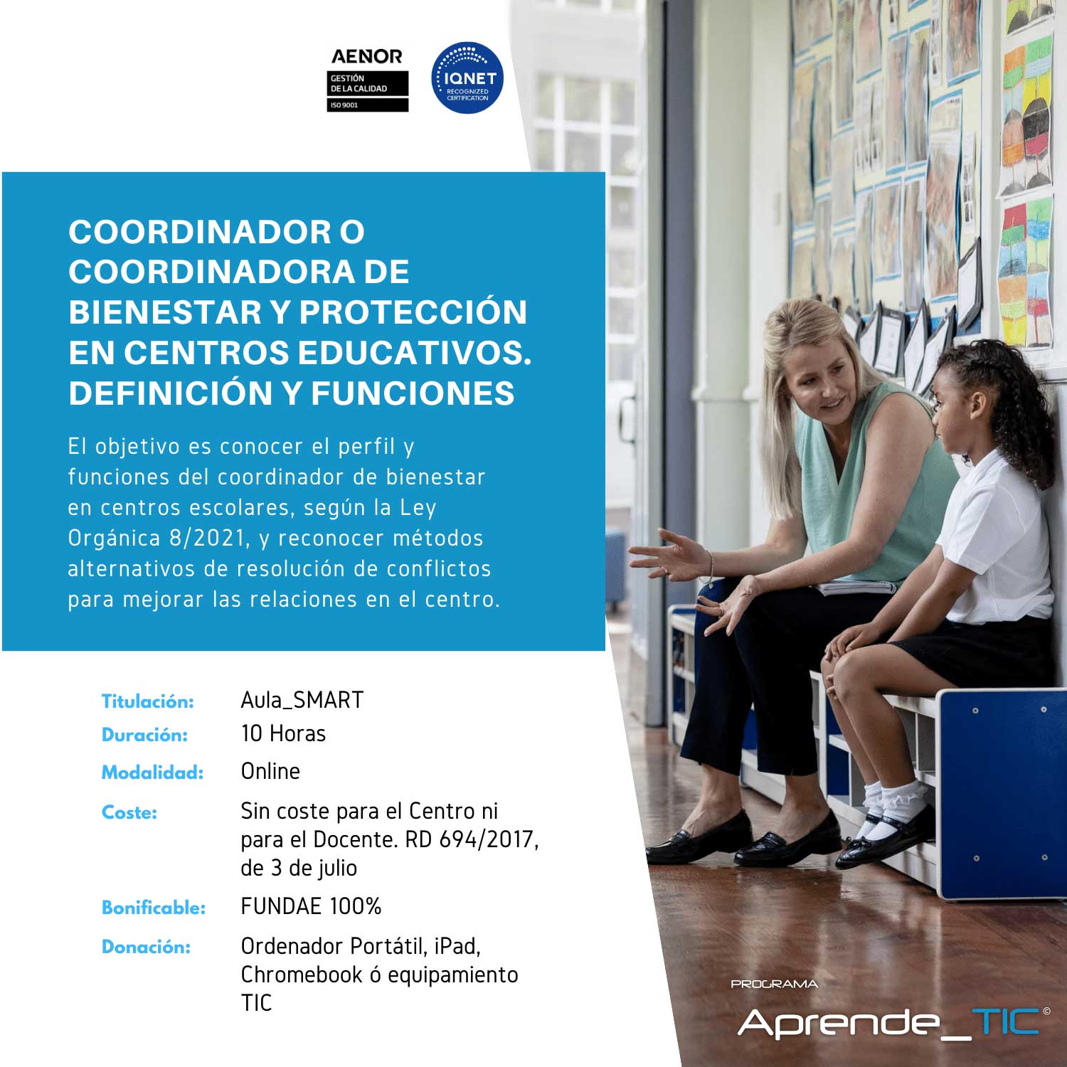 ¡Protege y apoya a los estudiantes! Este curso de 10 horas te enseñará a ser un coordinador de bienestar y protección en centros educativos. Aprende a prevenir y gestionar situaciones de acoso y violencia, creando un entorno seguro y positivo. ¡Inscríbete y marca la diferencia!