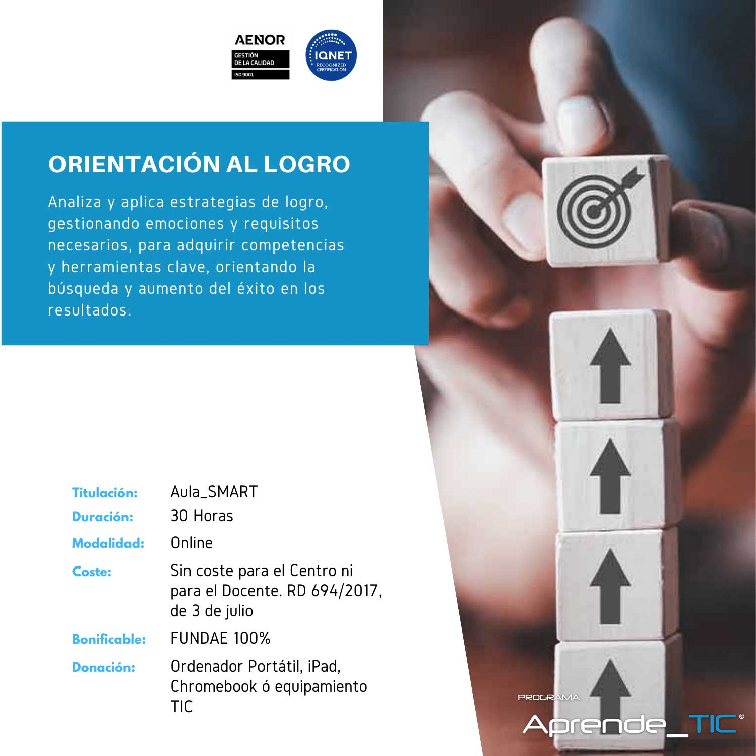 Impulsa tu éxito con nuestro curso Orientación al logro. En solo 30 horas, adquiere las habilidades necesarias para establecer y alcanzar objetivos efectivos, superando obstáculos con determinación. Inscríbete ahora y transforma tu mentalidad hacia el éxito