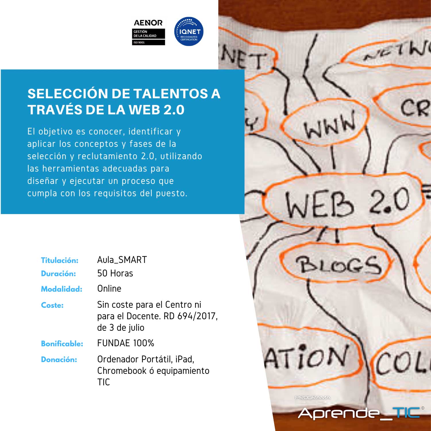 ¡Revoluciona tu reclutamiento con nuestro curso Selección de Talentos a través de la Web 2.0! En solo 50 horas, dominarás las herramientas y técnicas más avanzadas para atraer y seleccionar el mejor talento online. ¡Inscríbete ahora y lleva tu proceso de selección al siguiente nivel!