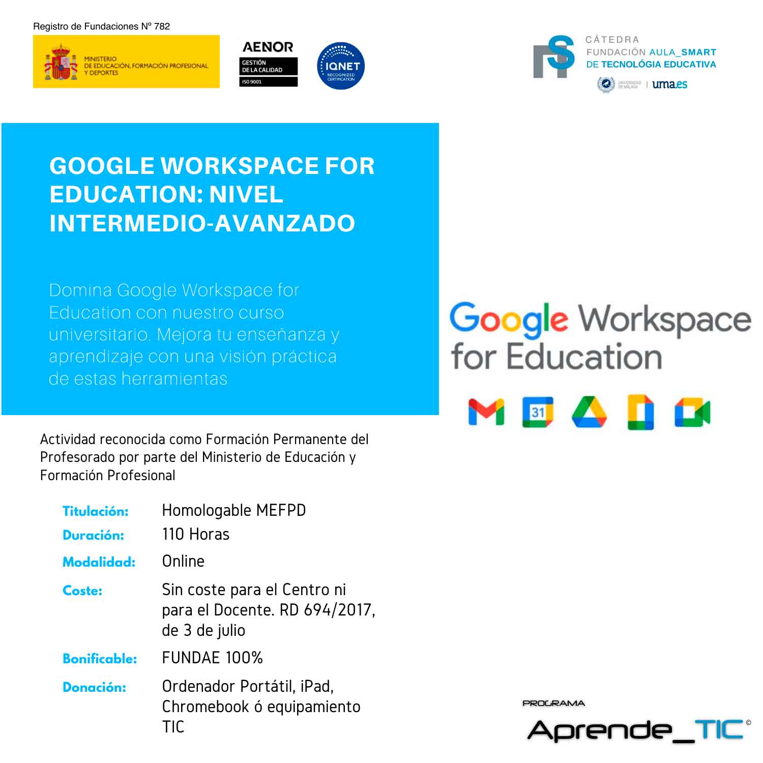 Google Workspace for Education: nivel intermedio-avanzado