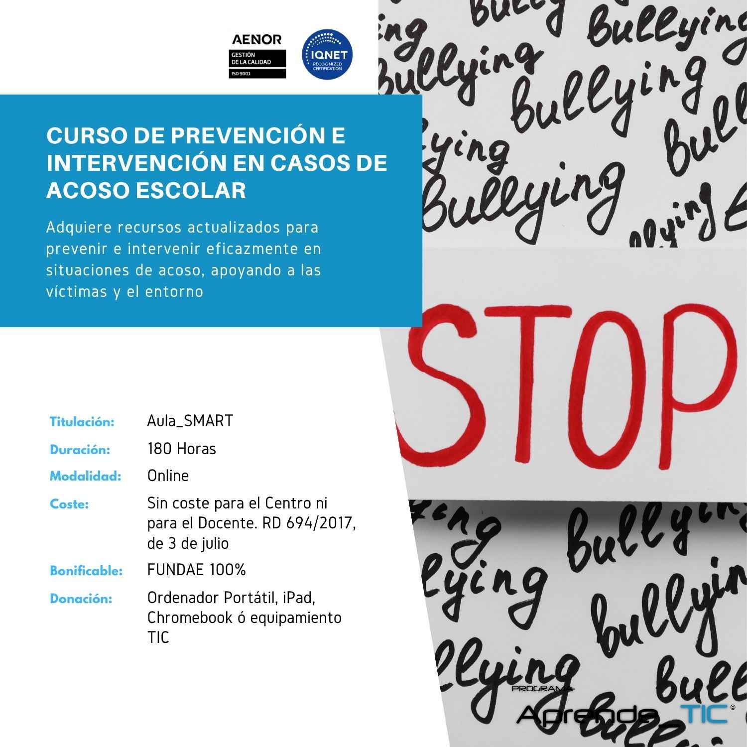 Curso de Prevención e Intervención en Casos de Acoso Escolar