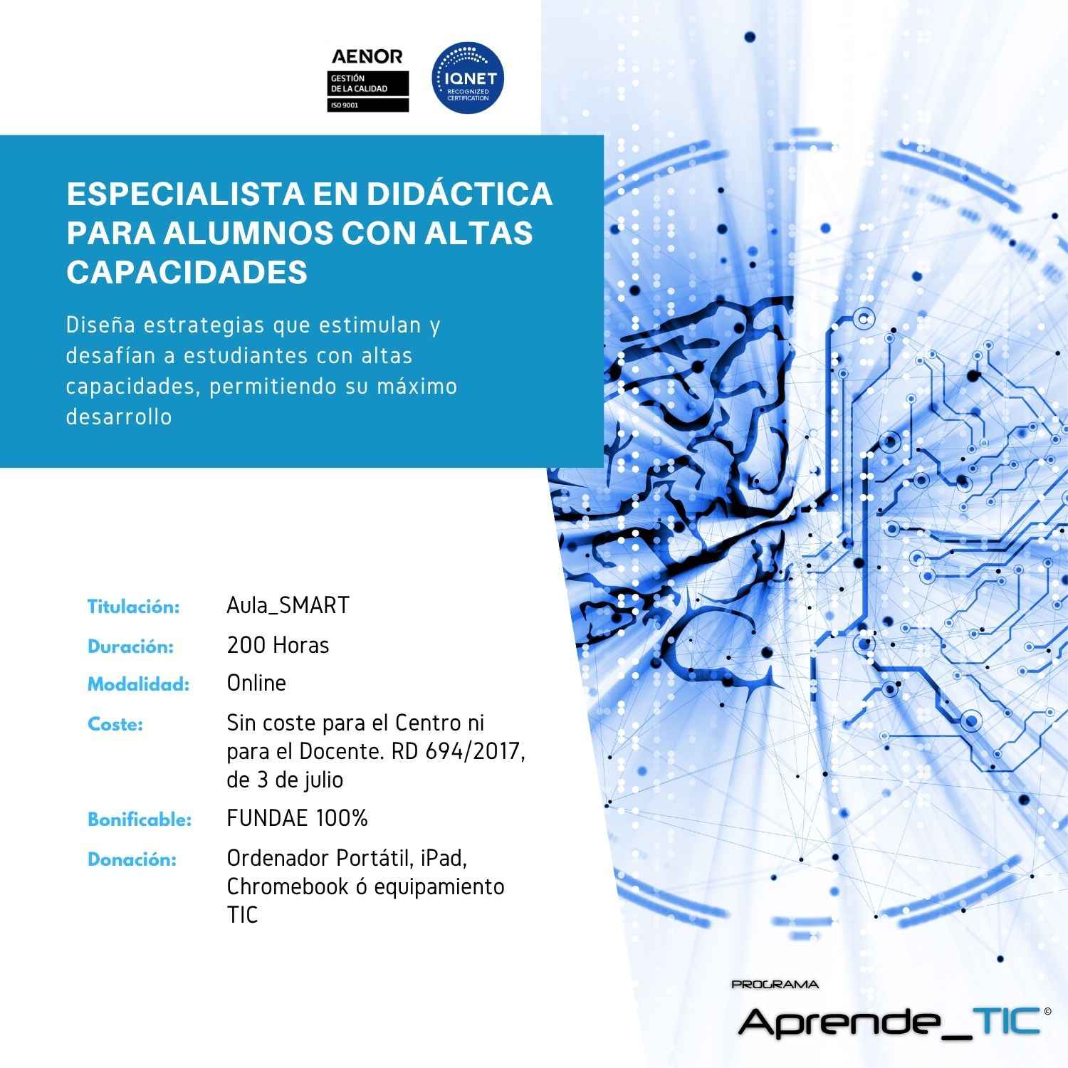 Especialista en Didáctica para Alumnos con Altas Capacidades