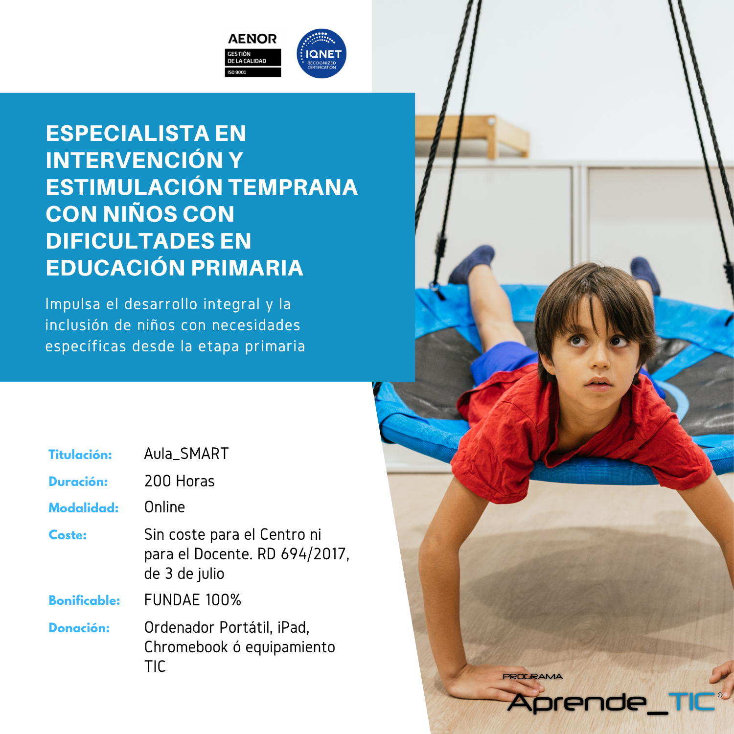 Especialista en Intervención y Estimulación Temprana con Niños con Dificultades en Educación Primaria