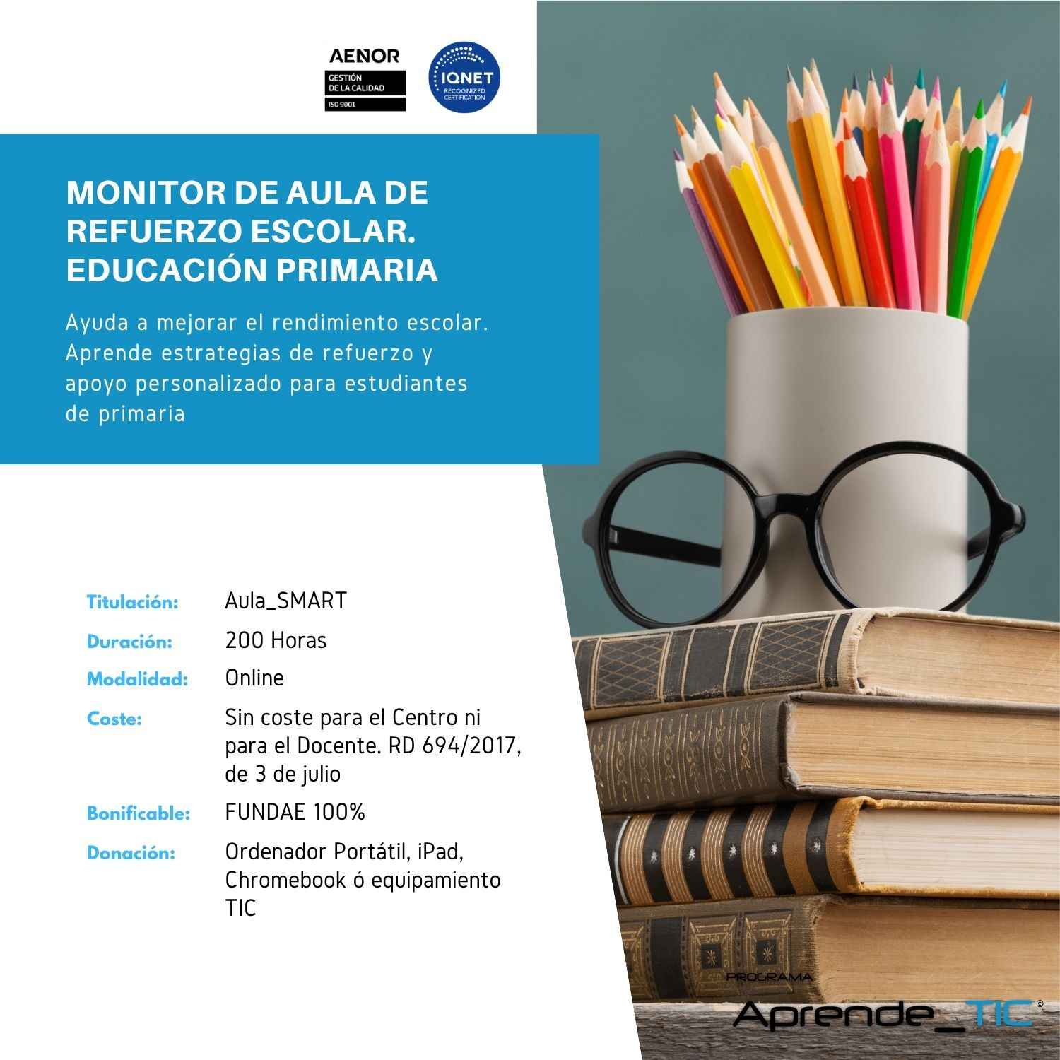 Monitor de Aula de Refuerzo Escolar. Educación Primaria