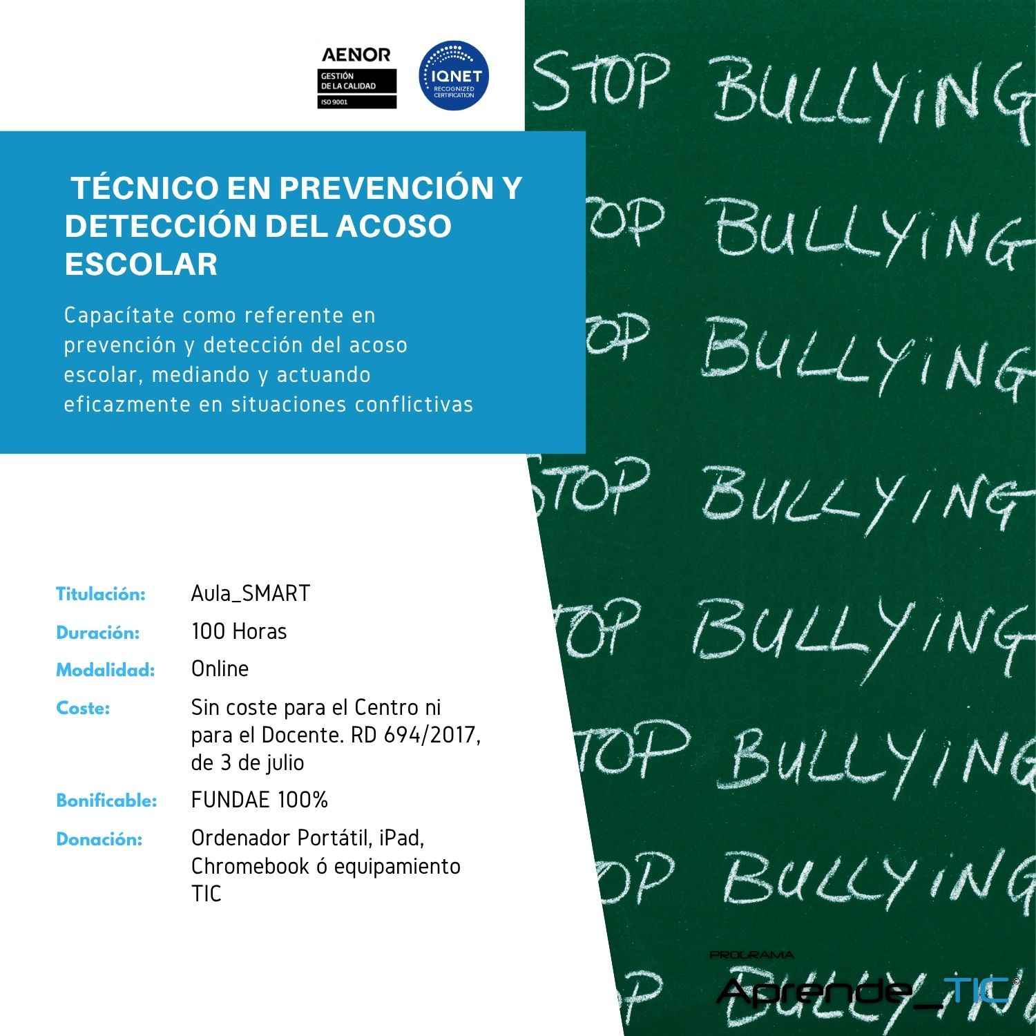 Técnico en Prevención y Detección del Acoso Escolar