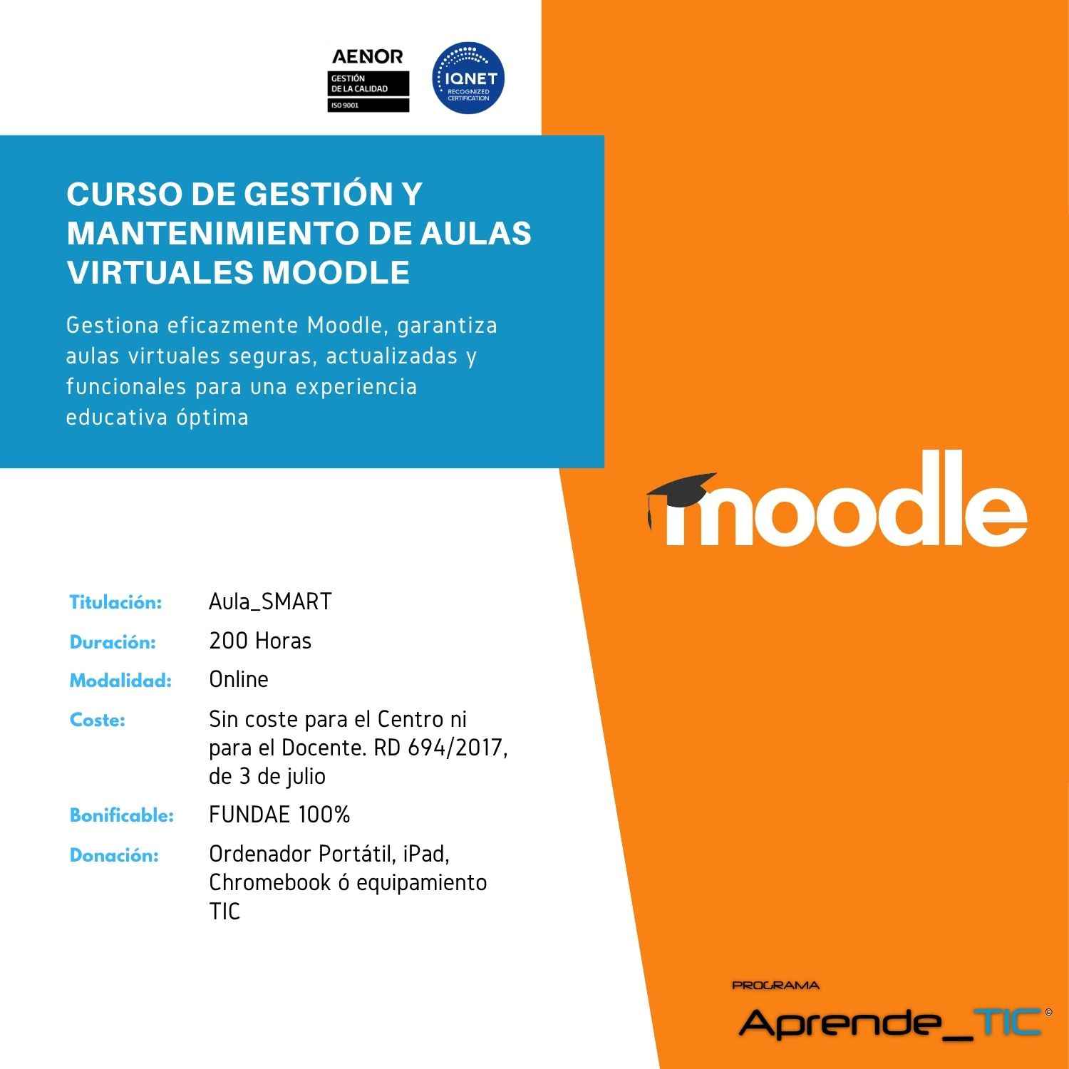 Curs de Gestió i Manteniment d'Aula Virtual Moodle.
