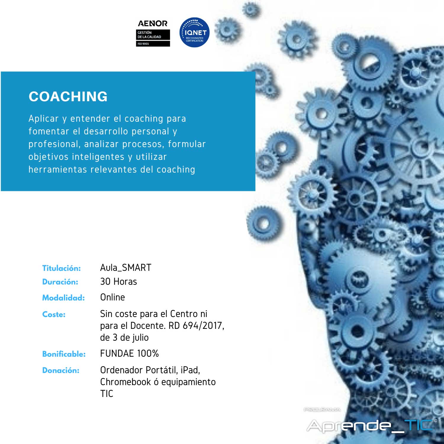 ¡Transforma tu vida y carrera con coaching profesional! Este curso de 30 horas te enseñará técnicas de coaching personal y ejecutivo para alcanzar tus metas y potenciar tus habilidades. Aprende de expertos y aplica herramientas efectivas. ¡Inscríbete y lidera tu futuro!