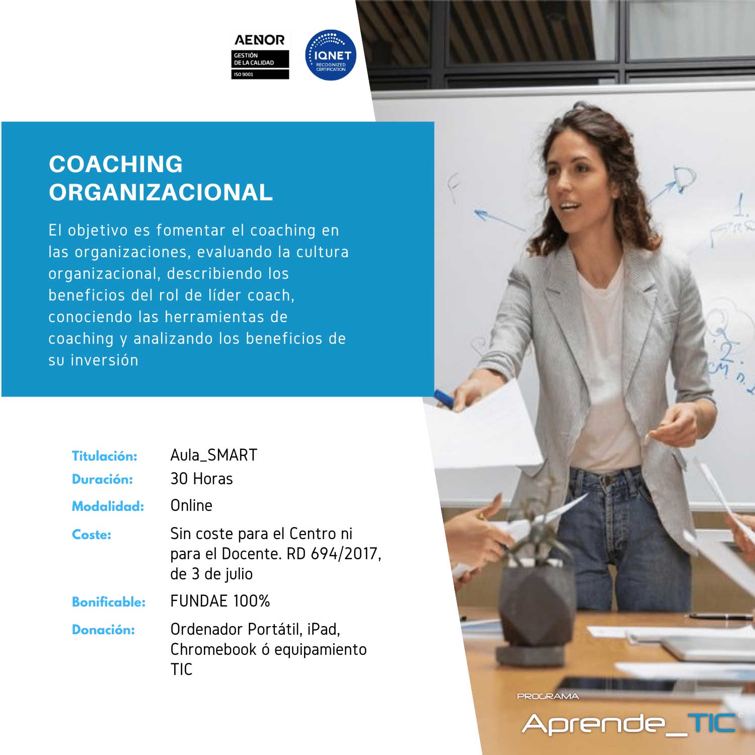 ¡Transforma tu organización con coaching efectivo! Este curso de 30 horas te enseñará a potenciar el talento humano, mejorar la comunicación y alcanzar resultados excepcionales. Aprende técnicas avanzadas para liderar equipos y optimizar el rendimiento empresarial.