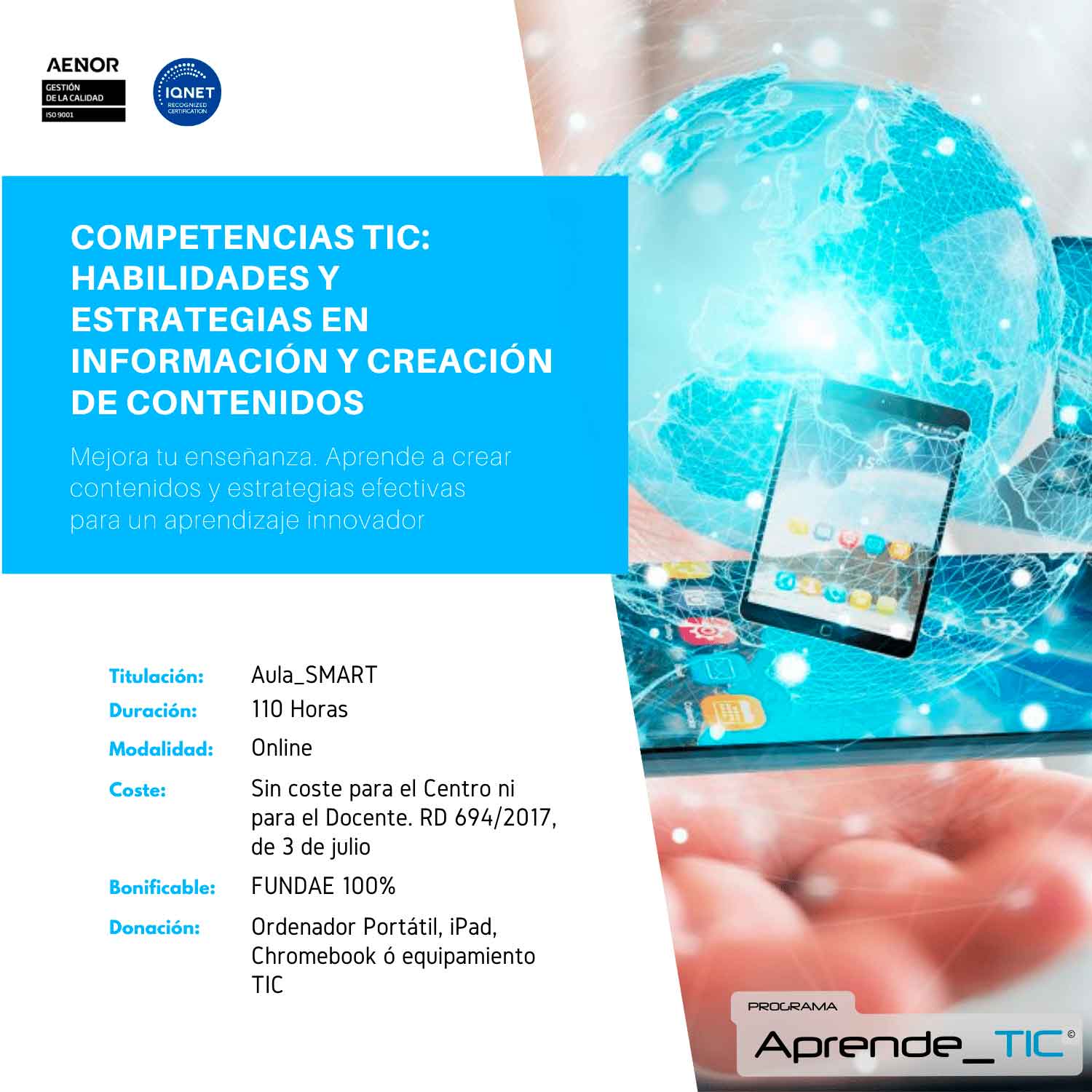 ¡Desarrolla tus competencias digitales! Este curso de 110 horas te enseñará habilidades y estrategias para gestionar información y crear contenidos digitales de manera efectiva. Aprende a utilizar herramientas TIC avanzadas y mejora tu productividad. ¡Inscríbete ahora y transforma tu futuro! 