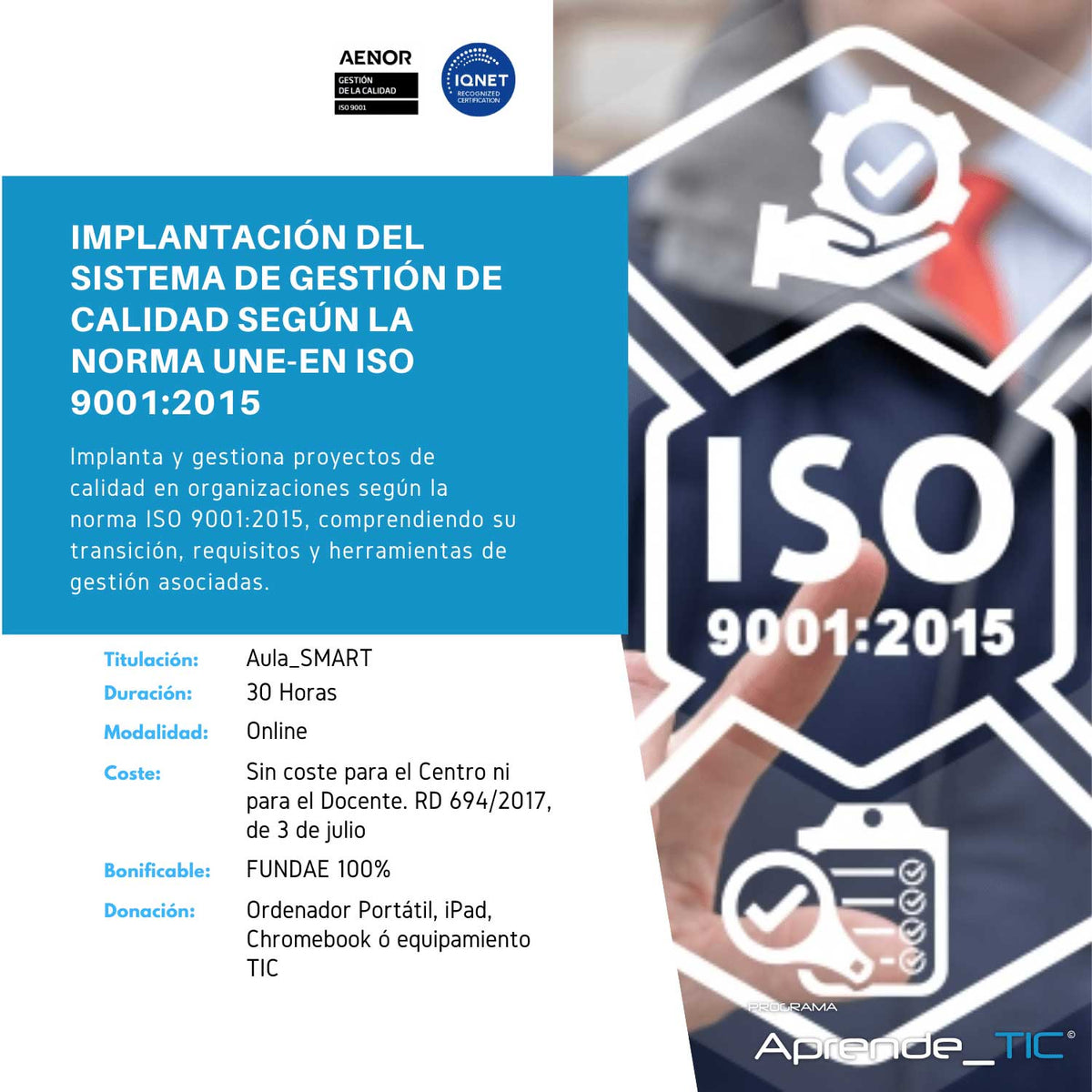 CURSO IMPLANTACIÓN DEL SITEMA DE GESTIÓN DE CALIDAD SEGÚN LA NORMA UNE ...
