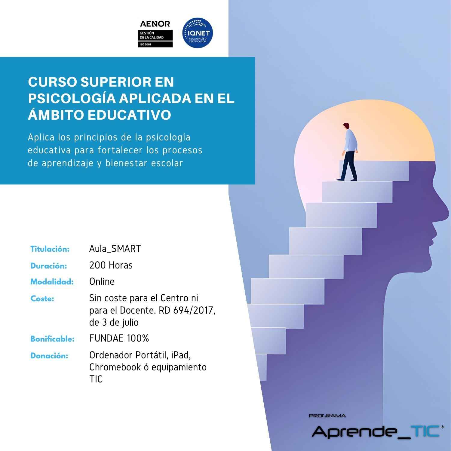 Curso Superior en Psicología Aplicada en el Ámbito Educativo
