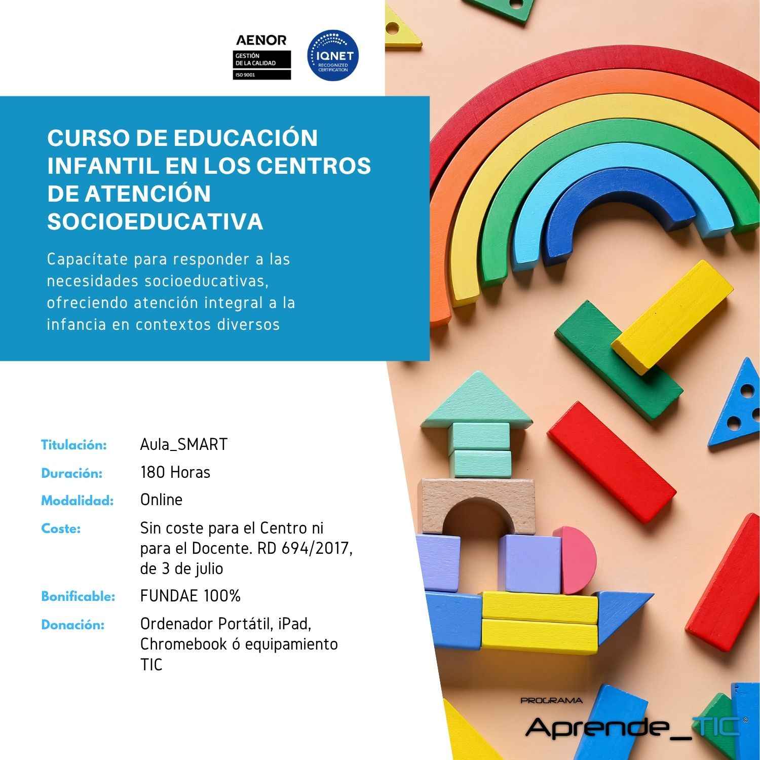 Curso de Educación Infantil en los Centros de Atención Socioeducativa