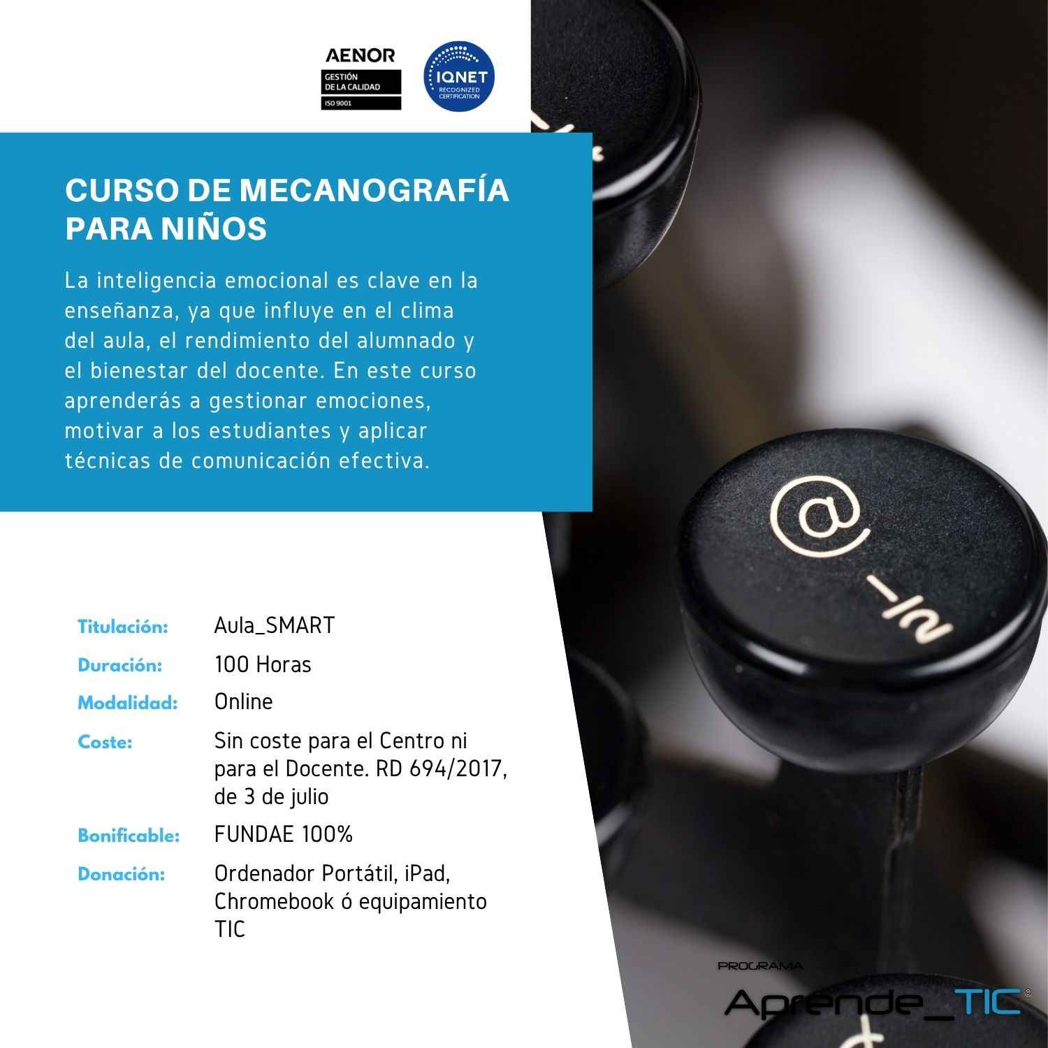 Curs de mecanografia per a nens