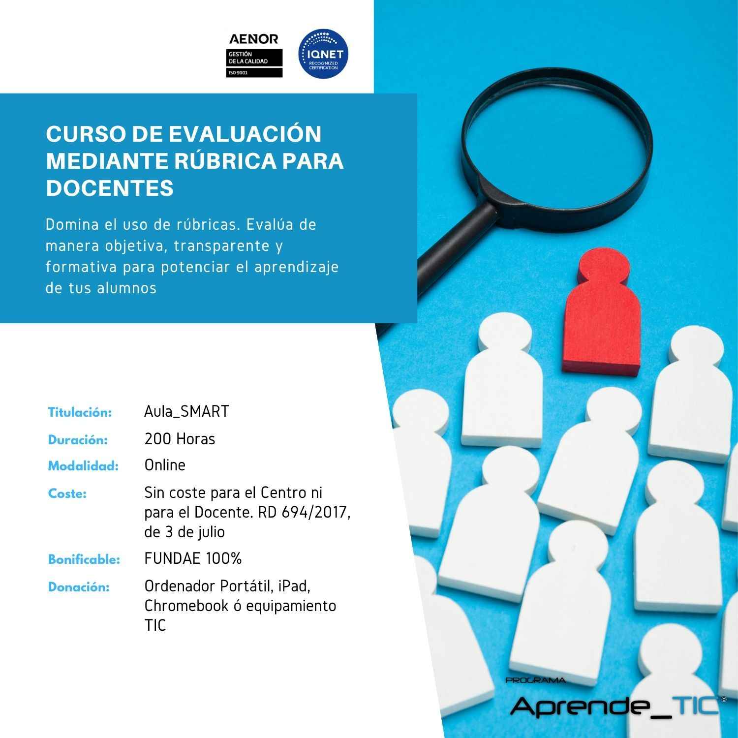 Curso de evaluación mediante rúbrica para docentes