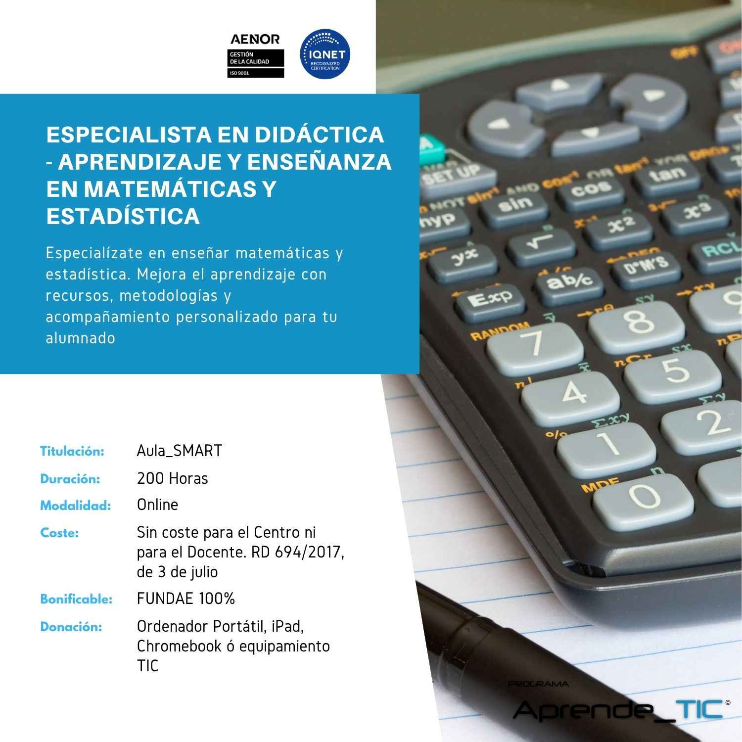 Especialista en Didáctica - Aprendizaje y Enseñanza en Matemáticas y Estadística