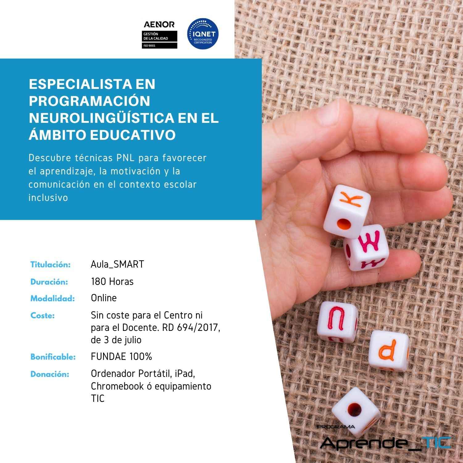 Especialista en Programación Neurolingüística en el Ámbito Educativo