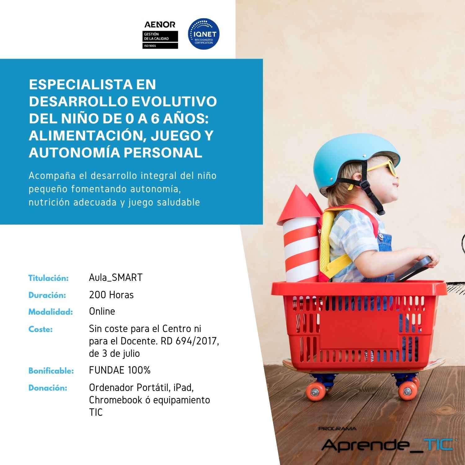 Especialista en Desarrollo Evolutivo del Niño de 0 a 6 Años: Alimentación, Juego y Autonomía Personal